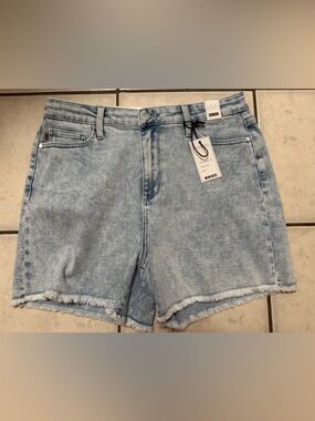 Judy Blue Light Blue Frayed Hem Denim Shorts